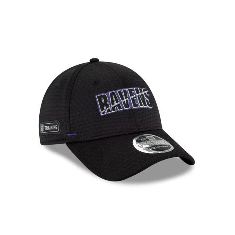 NFL Baltimore Ravens Official Summer Sideline Stretch Snap 9Forty Snapback (OTU7514) - Black New Era Caps